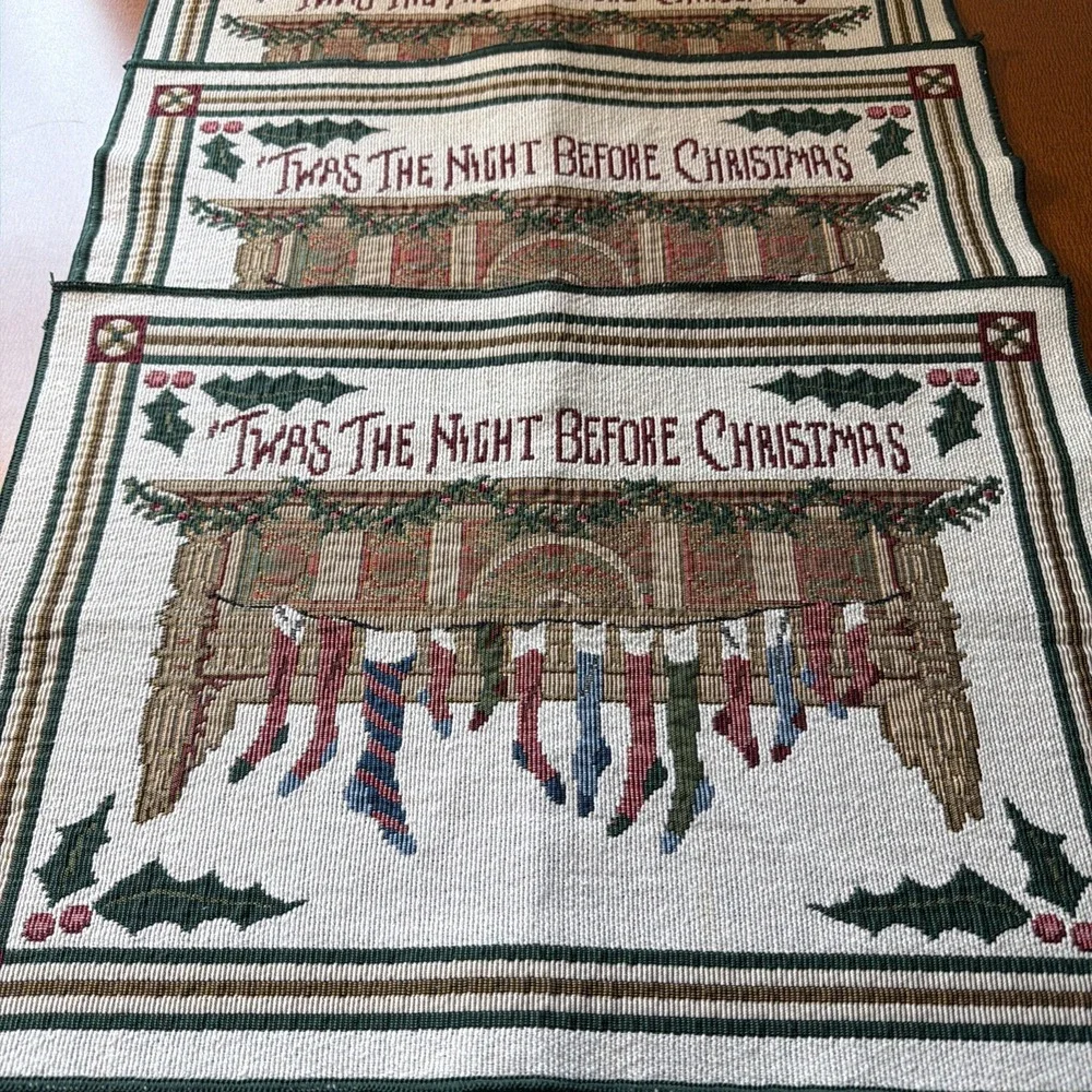 Vintage Set Of 3 'Twas The Night Before Christmas Tapestry Placemats 17